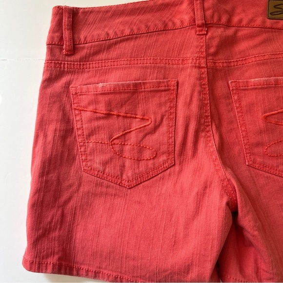 Seven 7  Jeans Denim Jean Shorts Coral Orange Stretch Cotton Beachy Distressed 8 - Picture 9 of 13